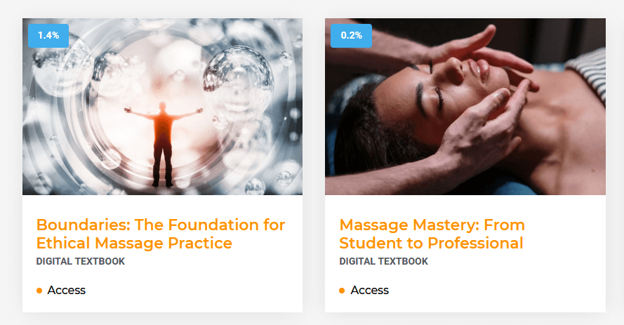 Screenshot showing massage textbooks