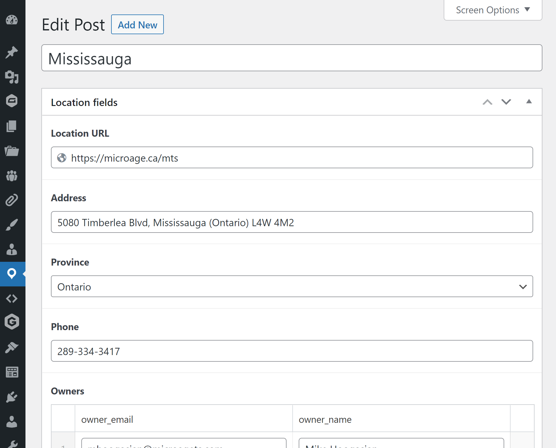 Setting of Microage admin location