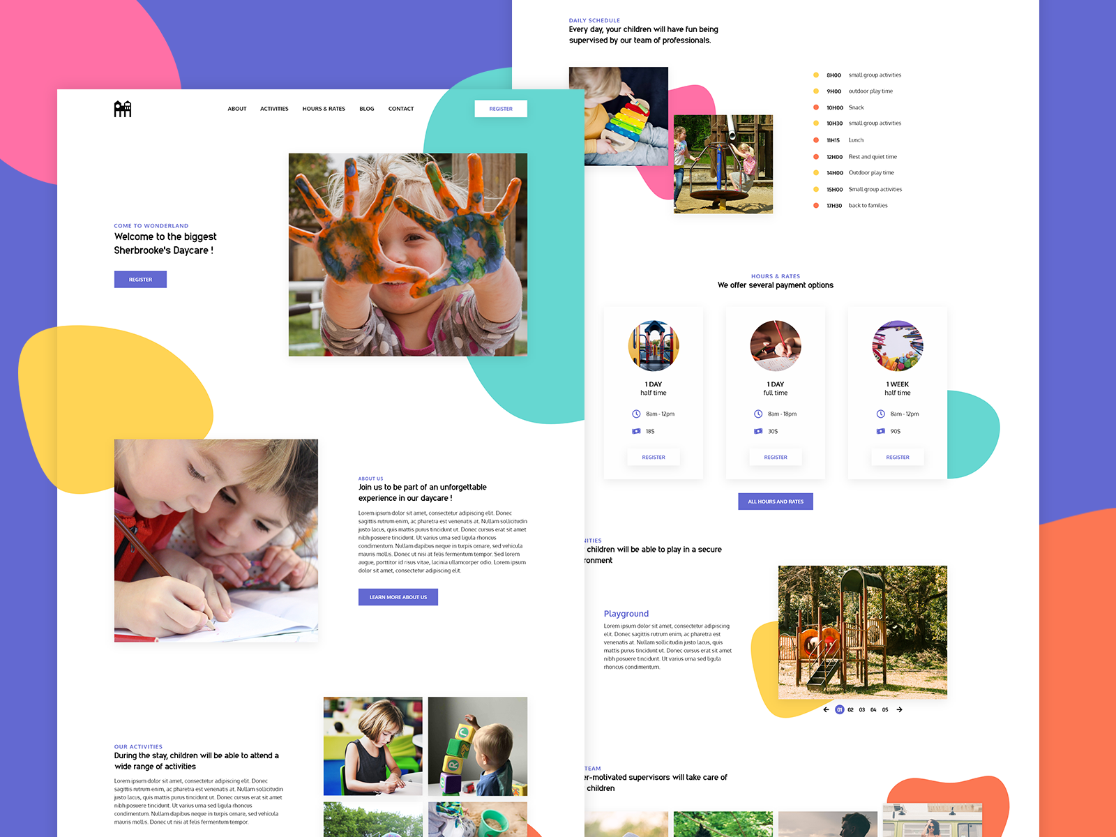 Daycare landing page design