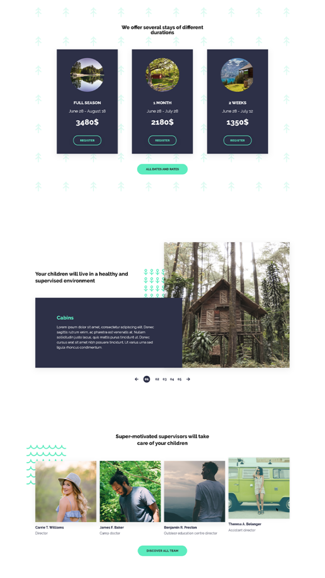 Middle of summer camp landing page