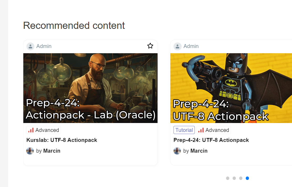 A slider interface showcasing recommended LMS-related content