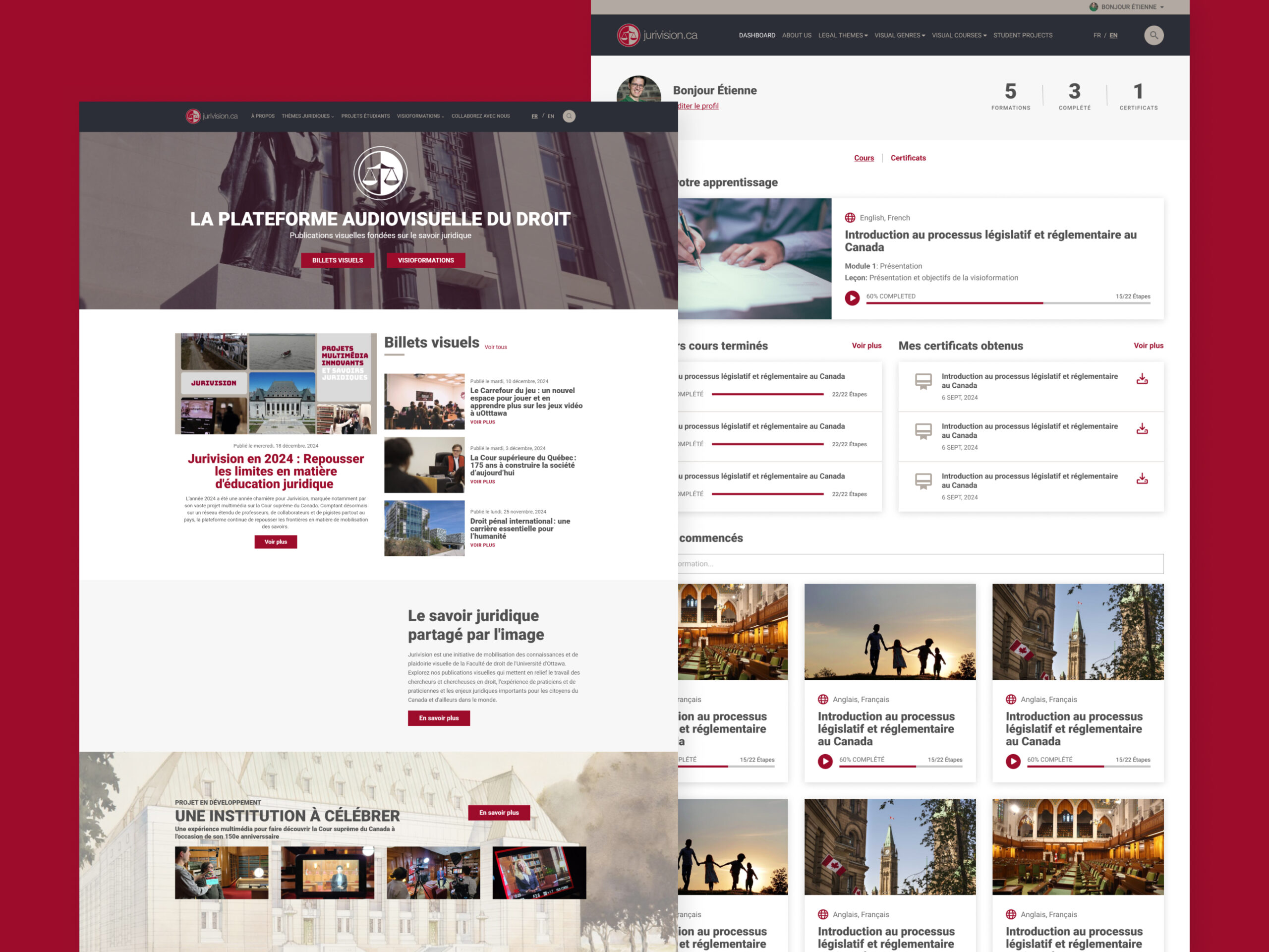 Showcasing design work for an LMS, featuring a homepage and dashboard interface.