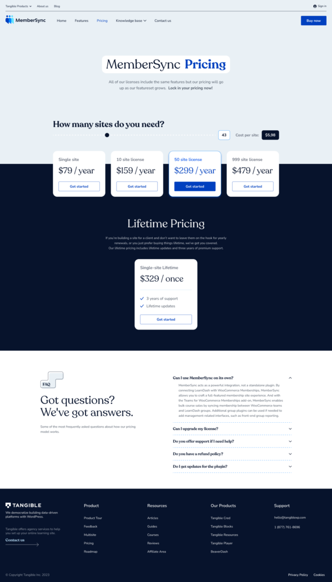 Pricing page showcasing an interactive slider for exploring different pricing tiers and features.

