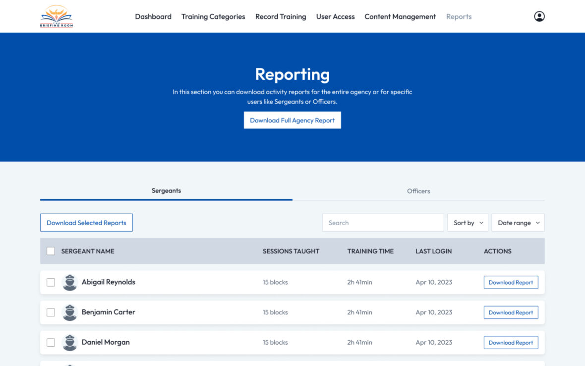 Detailed reporting dashboard showing user progress, course completion rates, and learning analytics for better tracking and assessment.