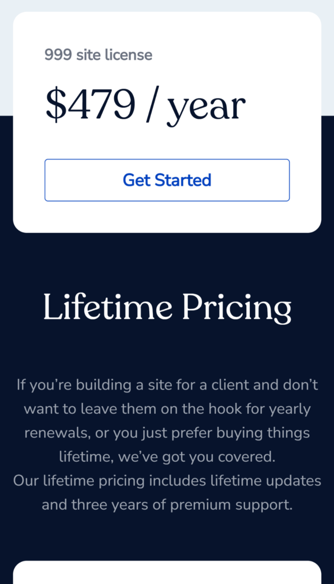 Mobile pricing page featuring the interactive slider for exploring pricing tiers with a responsive layout.