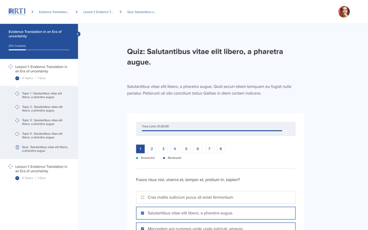 Interactive LMS quiz page designed to test student knowledge and reinforce learning outcomes.