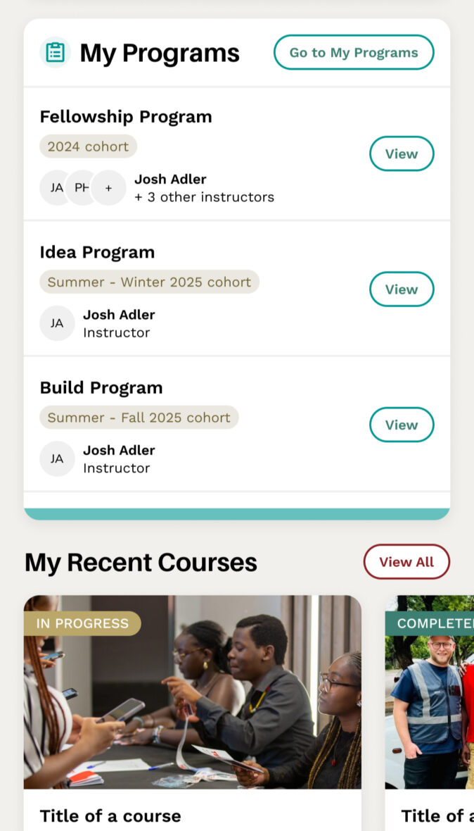 Mobile-friendly interface of the My Programs page, making it easy for users to track their enrolled courses.